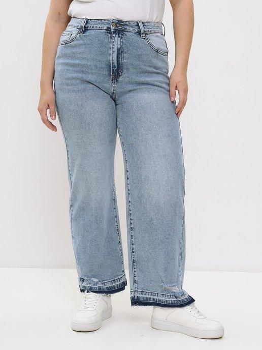 Рваные джинсы с завышенной талией оверсайз укороченные у2к