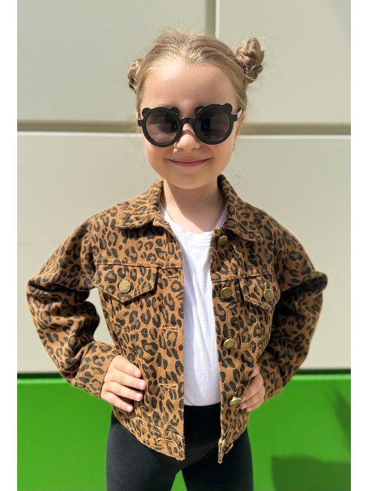 Куртка джинсовка ветровка для детей леопардовая модная