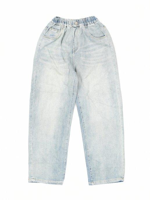 Широкие джинсы багги на резинке
