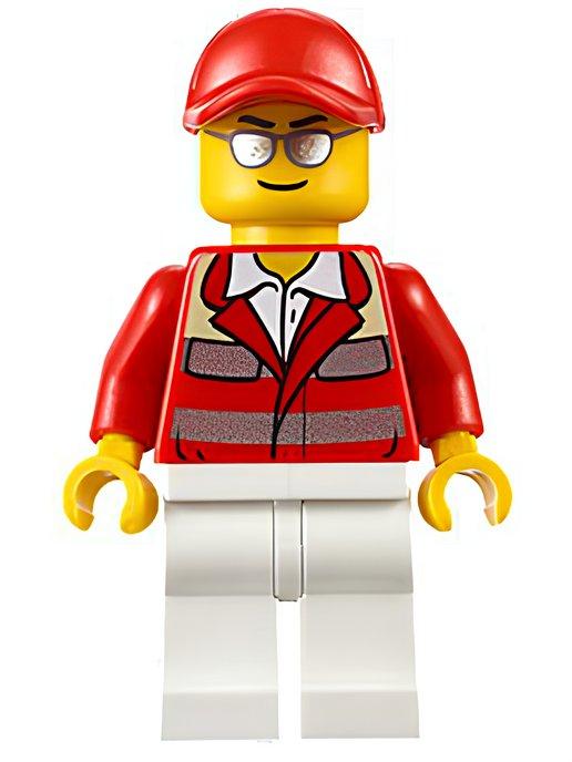 Минифигурка Lego Paramedic - Red Uniform, Male, Red Short