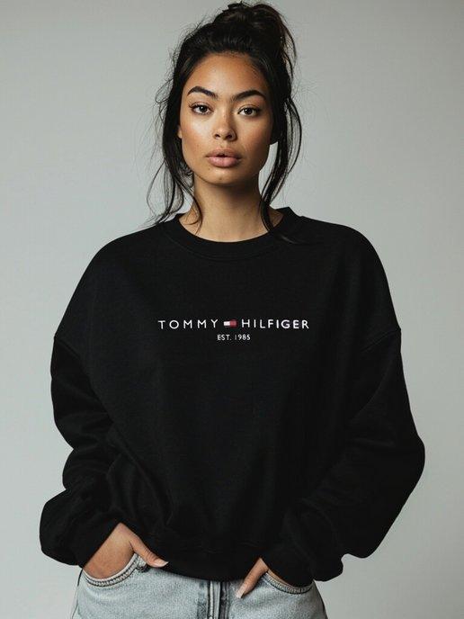 Свитшот хлопковый с принтом Tommy Hilfiger