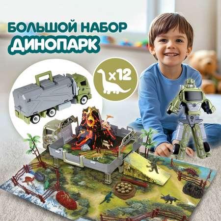 Игровой набор 1TOY Транспаркинг Парковка трек в чемодане Грузовик Военная техника