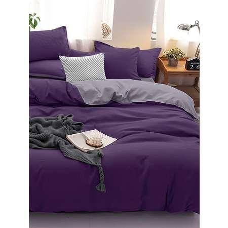 Комплект постельного белья PAVLine Манетти полисатин 1.5 сп. темно-фиолетовый/серый S11