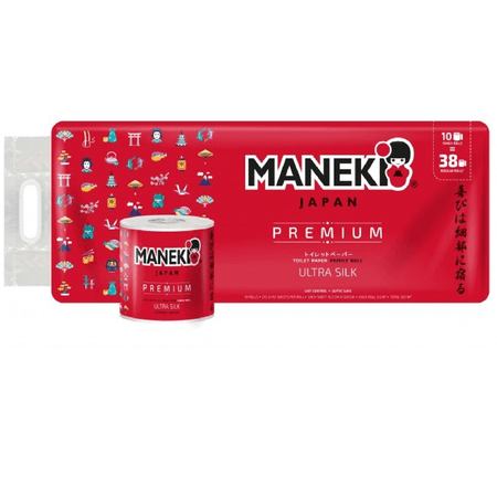 Maneki | Туалетная бумага Maneki Red 3 слоя 30 м гладкая без аромата 10 рулонов