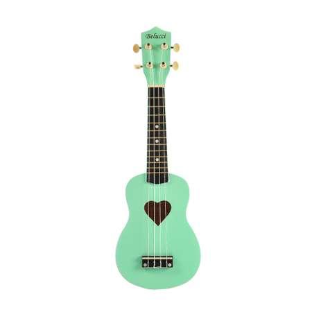 Детская гитара Belucci укулеле сопрано B21-11 Heart Light Green