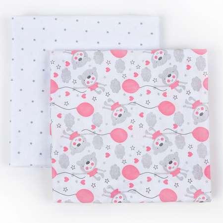 inlovery | Набор пеленок трикотажных inlovery для новорожденных «Легкость» мишки роз/звездочки 95х120 см 2 шт