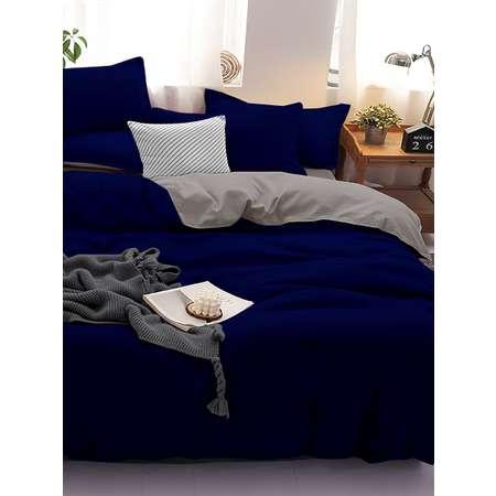 Комплект постельного белья PAVLine Манетти полисатин 1.5 сп. темно-синий/серый S32