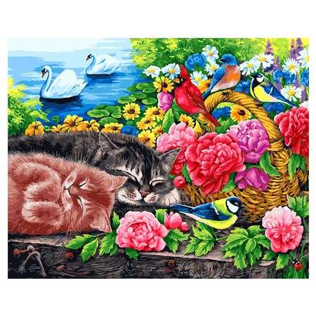 Картина по номерам на холсте Белоснежка Корзина с цветами 273-AB 40х50 см.