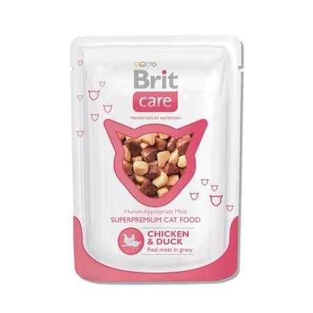 Корм влажный для кошек Brit Care 80г с курицей и уткой пауч