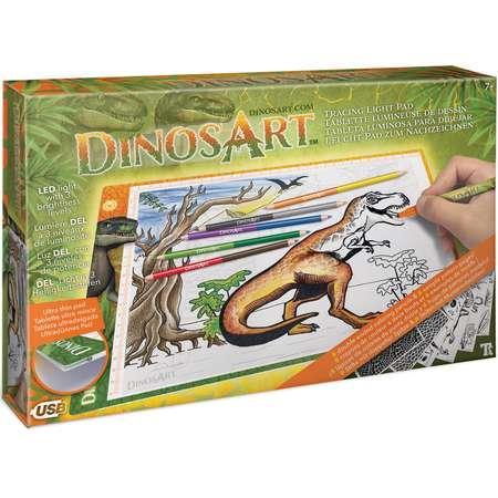 DinosArt | Детский световой планшет DinosArt для рисования с двухсторонними карандашами