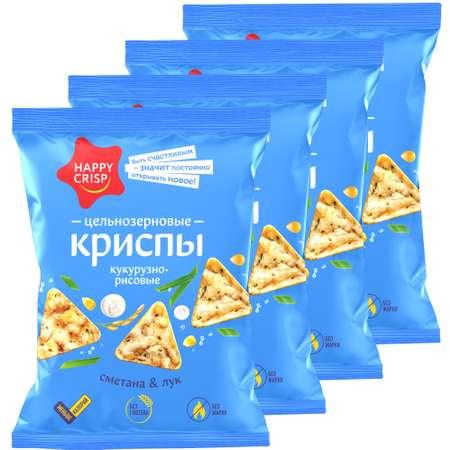 Чипсы Happy Crisp цельнозерновые Сметана и лук 4 шт по 50 г