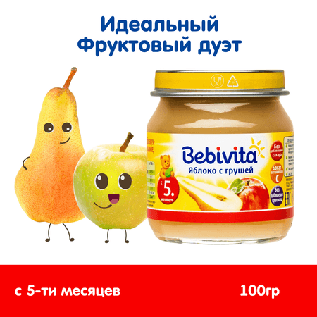 Пюре Bebivita яблоко с грушей 100г с 5 месяцев