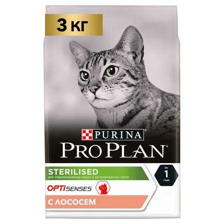 PRO PLAN | Корм сухой для кошек PRO PLAN 3кг с лососем при стерилизации и кастрации для поддержания органов чувств