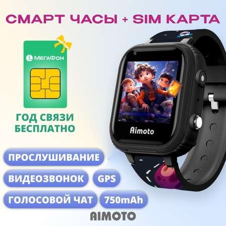 Aimoto | Детские смарт-часы Aimoto Pro 4G  GPS с SIM картой в комплекте цвет космос