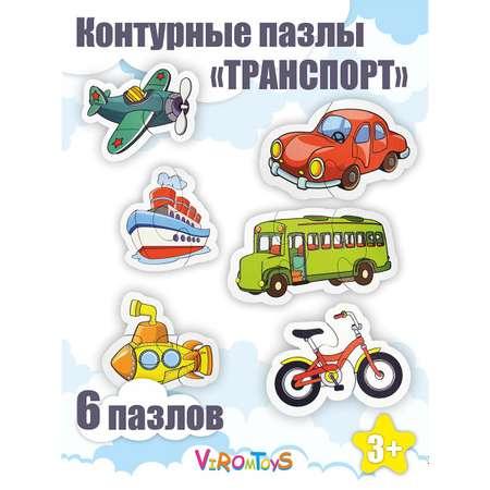 Сортер ViromToys Деревянные контурные пазлы для детей траспорт
