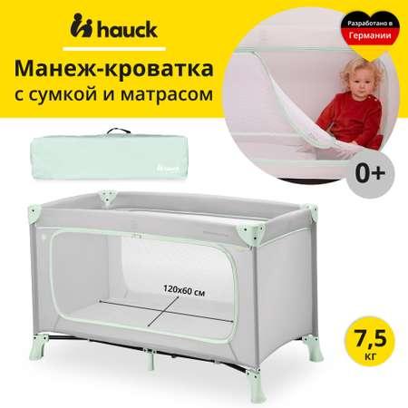 Hauck | Кроватка-манеж Hauck Dream N Play Plus Dusty Mint складная с матрасом 120х60 см и боковым лазом