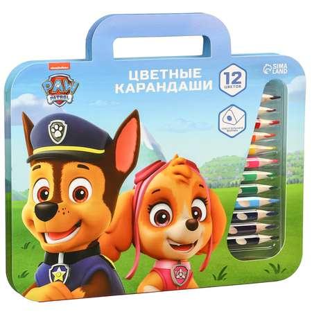 Карандаши Paw Patrol цветные 12 цветов в пенале «Щенячий патруль» Щенячий патруль