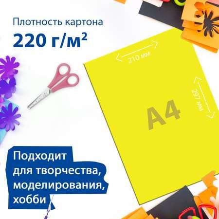 Картон цветной Brauberg А4 тонированный в массе 50 листов желтый