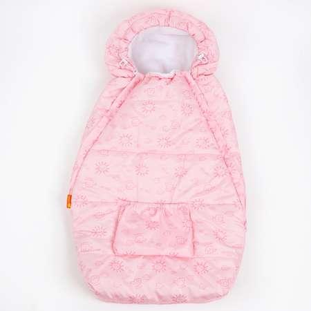 Конверт на выписку Чудо-чадо для новорожденного теплый флисовый «Chicky» розовый/солнышки
