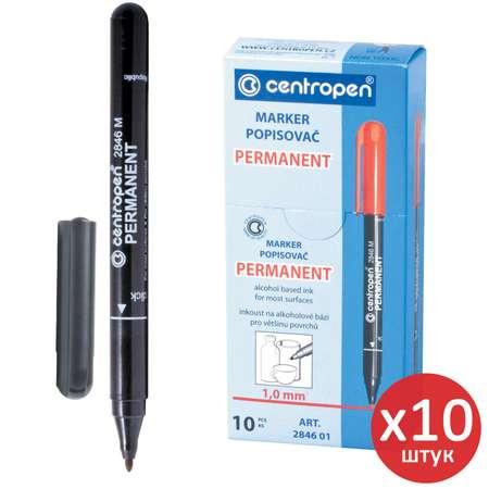 Centropen | Маркеры перманентные CENTROPEN нестираемые для рисования и письма черные 10 штук