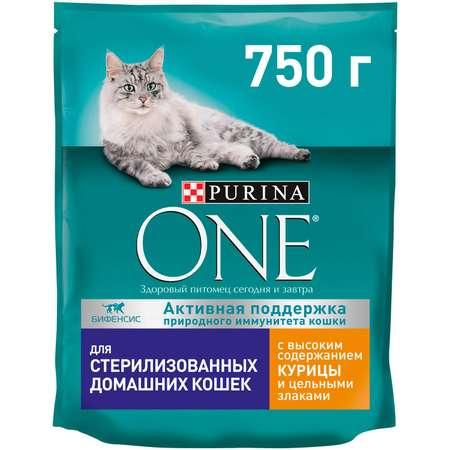 Корм для кошек Purina One стерилизованных курица-цельные злаки 750г