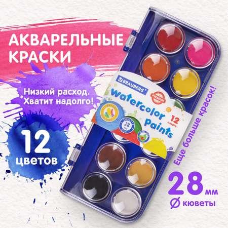 Краски акварельные Brauberg для рисования сухие Premium 12 цветов