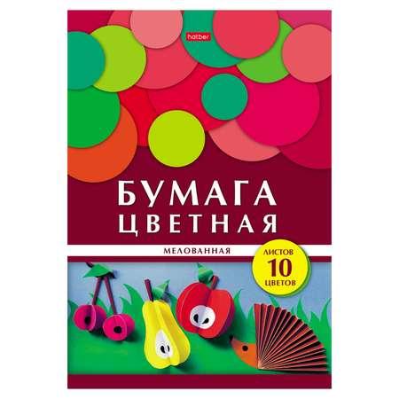 Бумага цветная Hatber Геометрия цвета Ежик мелованная А4 10цветов 10л 67484