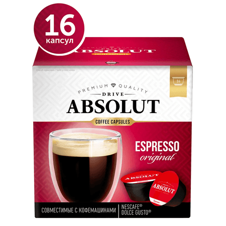 ABSOLUT DRIVE | Кофе в капсулах ABSOLUT DRIVE ЭСПРЕССО для кофемашин Dolce Gusto (Дольче Густо) 16 капсул