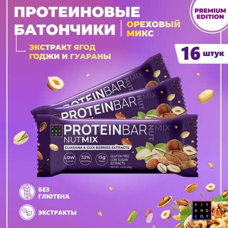 Протеиновые батончики FIT AND JOY с экстрактами ягод годжи и гуараны набор 16шт * 40гр