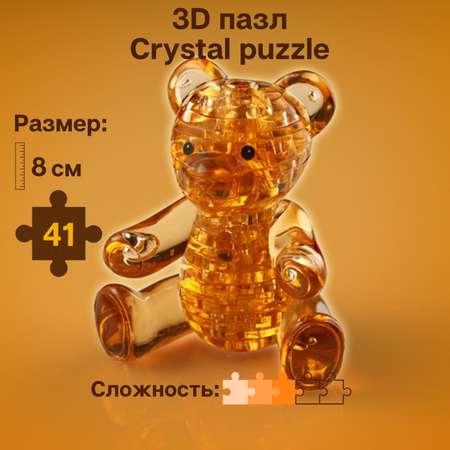 Пазл 3D Crystal Puzzle IQ игра для детей кристальный Мишка янтарный 41 деталь
