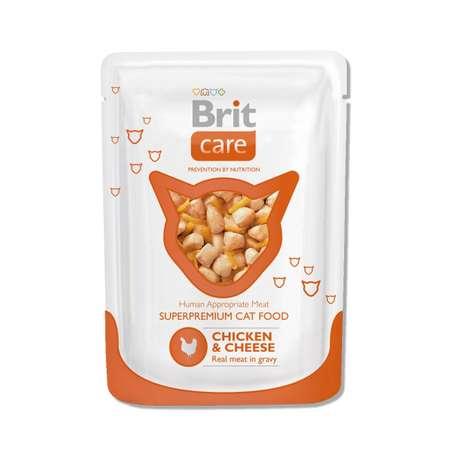 Корм влажный для кошек Brit Care 80г с курицей и сыром пауч