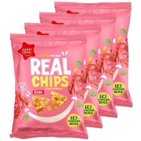 Happy Crisp | Чипсы цельнозерновые Happy Crisp кукурузно-рисовые Real Chips со вкусом краба 4 шт по 50 г