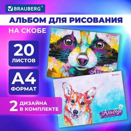 Альбом для рисования Brauberg А4 20 листов набор 2 штуки