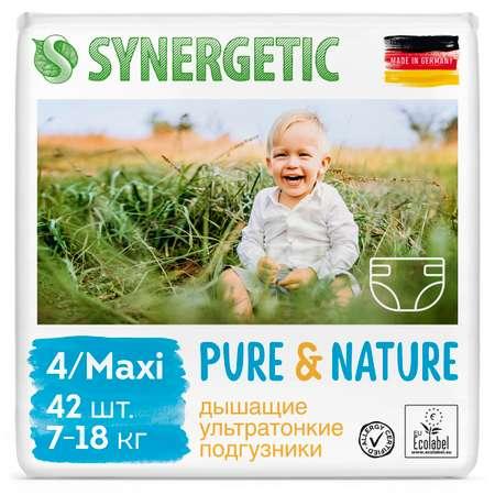 Подгузники SYNERGETIC Pure Nature от 7 до 18 кг размер 4 Maxi ультратонкие 42 шт