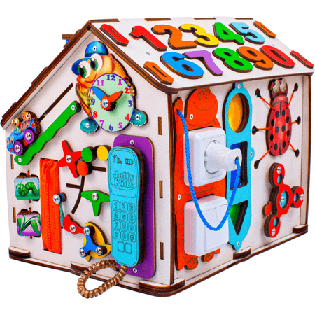 Jolly Kids | Бизиборд Jolly Kids развивающий домик со светом Букашки