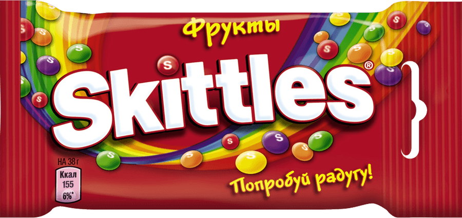 Драже SKITTLES Фрукты в сахарной глазури со вкусом апельсина, черной смородины, клубники, лайма, лимона, 38г