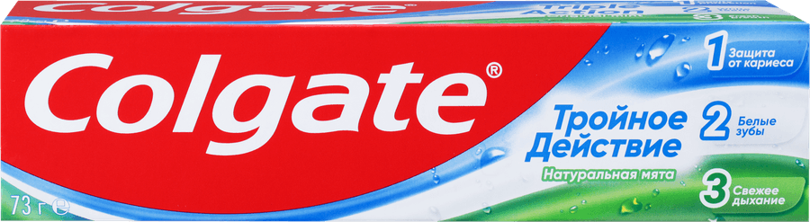 Зубная паста COLGATE Тройное действие Натуральная мята для защиты от кариеса, удаления потемнений с зубов и свежего дыхания, 50мл