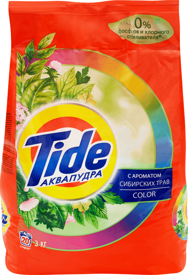 Стиральный порошок для цветного белья TIDE Аквапудра Color Сибирские травы, автомат, 3кг