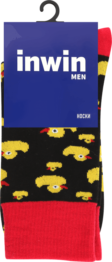 Носки мужские INWIN р. 25–29 черный/красный с уточками, Арт. BPF21/men01-duck