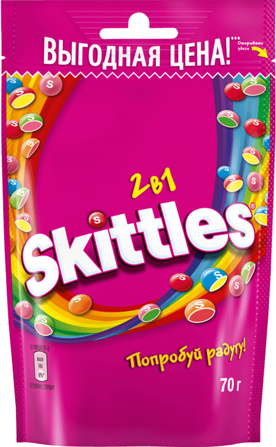 Драже SKITTLES 2 в 1, 70г