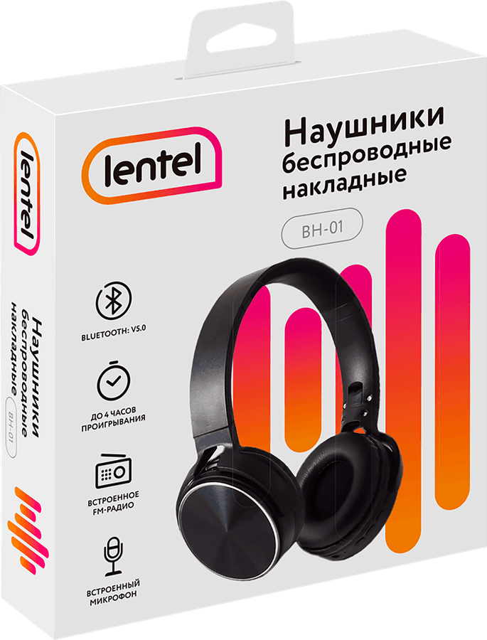 Наушники беспроводные LENTEL BH-01, накладные, с микрофоном