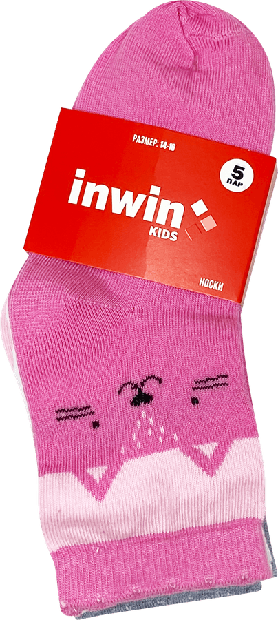 Носки детские INWIN Kids, высокая посадка, розовые с полосками, Арт. 
FKSG-05-P, 5пар