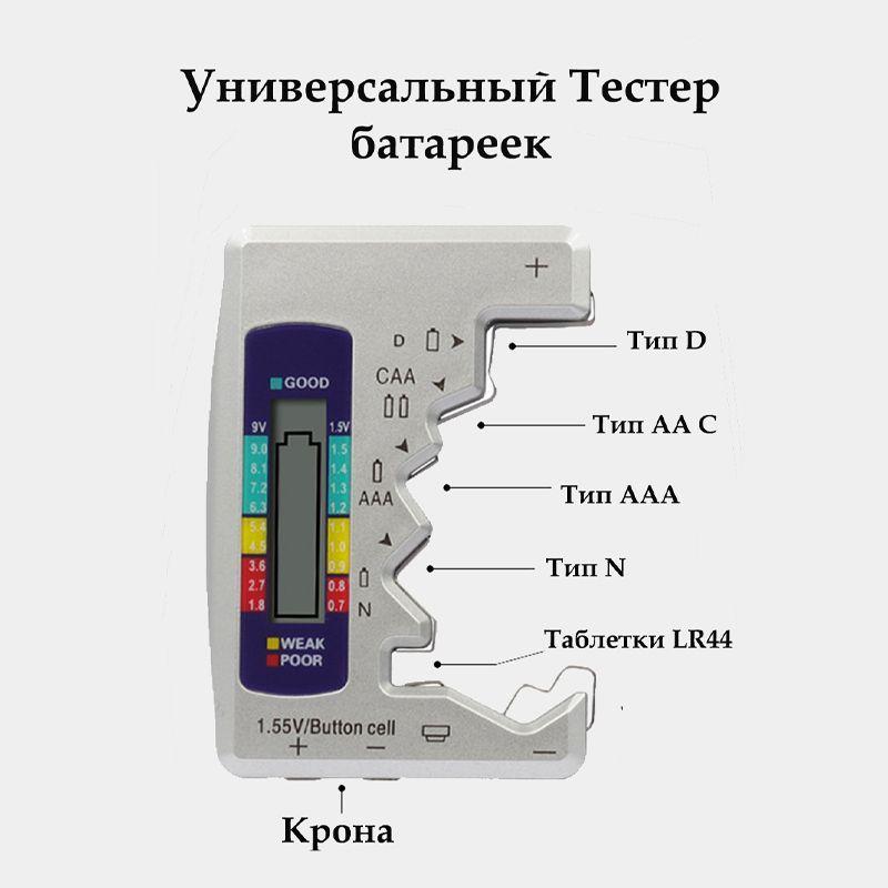 Тестер батареек и аккумуляторов Серебристый