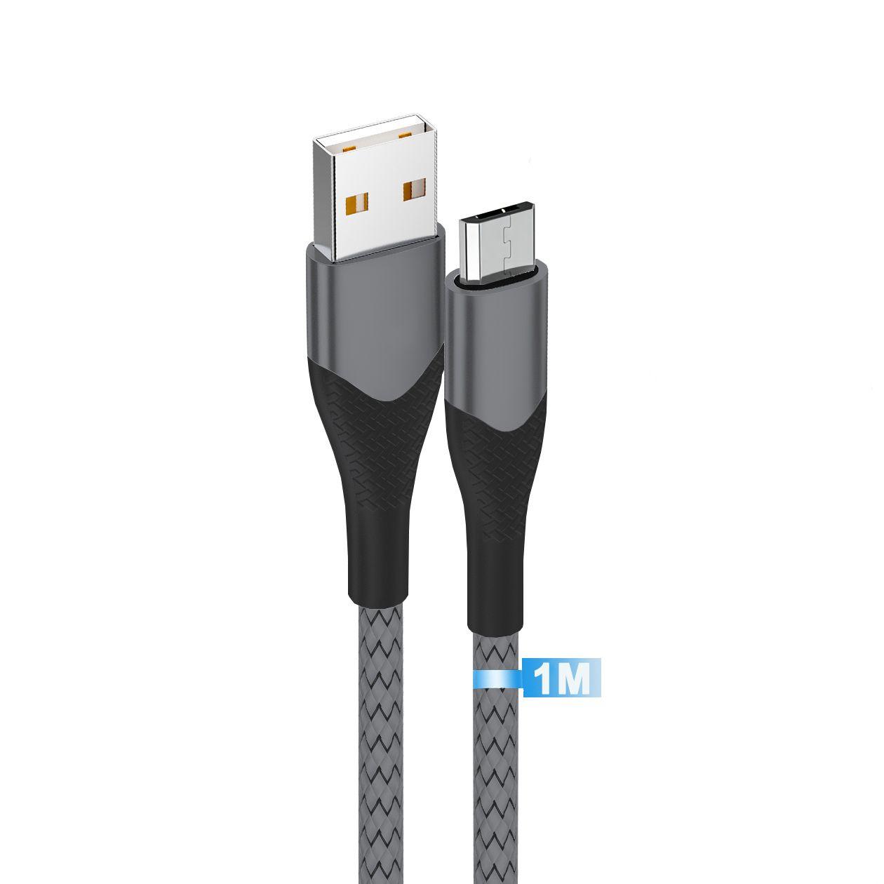 Кабель Micro USB 1м / быстрая зарядка / micro USB 2,0 для Android / Провод для Android/серый