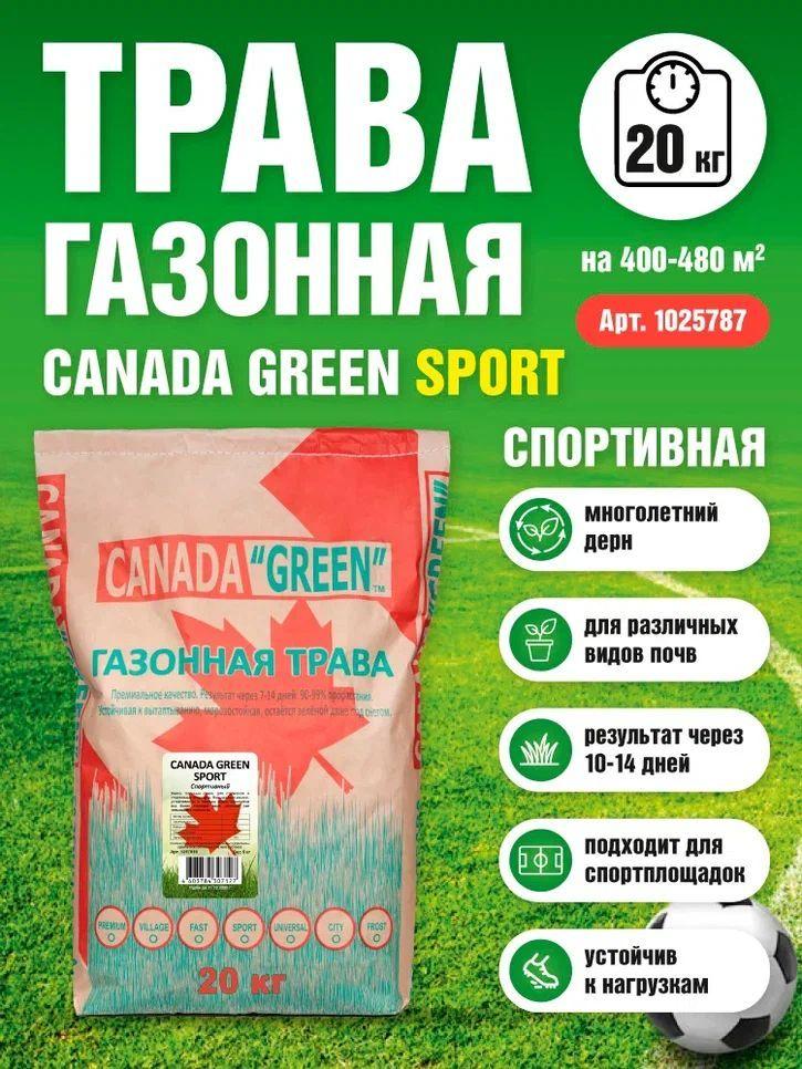 Газонная трава семена Канада Грин Спортивная 20 кг / Канада Грин Спорт 20 кг/ Canada Green Sport 20 кг / семена газона райграс, мятлик, овсяница