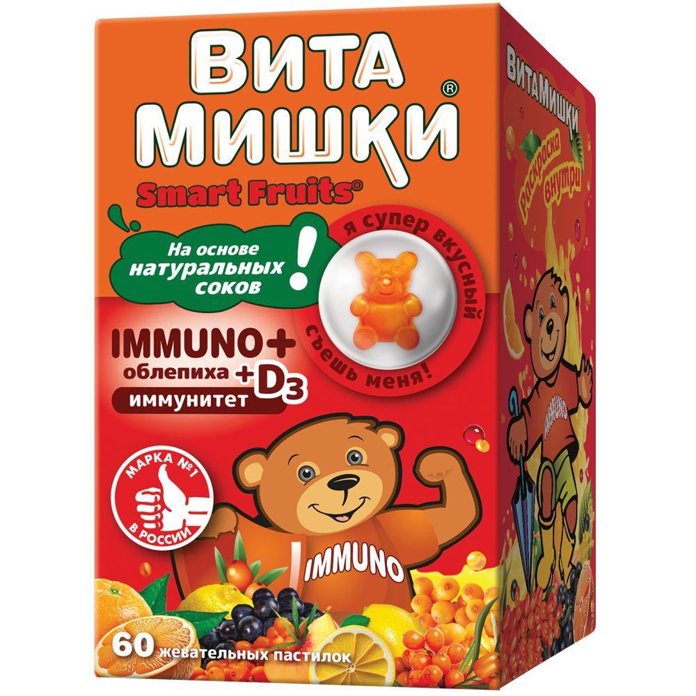 ВитаМишки Immuno + Облепиха + D3, пастилки жевательные массой 2500 мг, 60 шт.