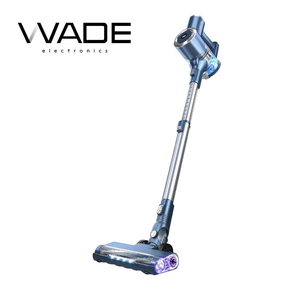 Пылесос для дома Wade SV-01 вертикальный беспроводной, вертикальный пылесос беспроводной для дома, мебели и автомобиля, ручной для сухой уборки, 3 насадки в комплекте, синий ручной компактный