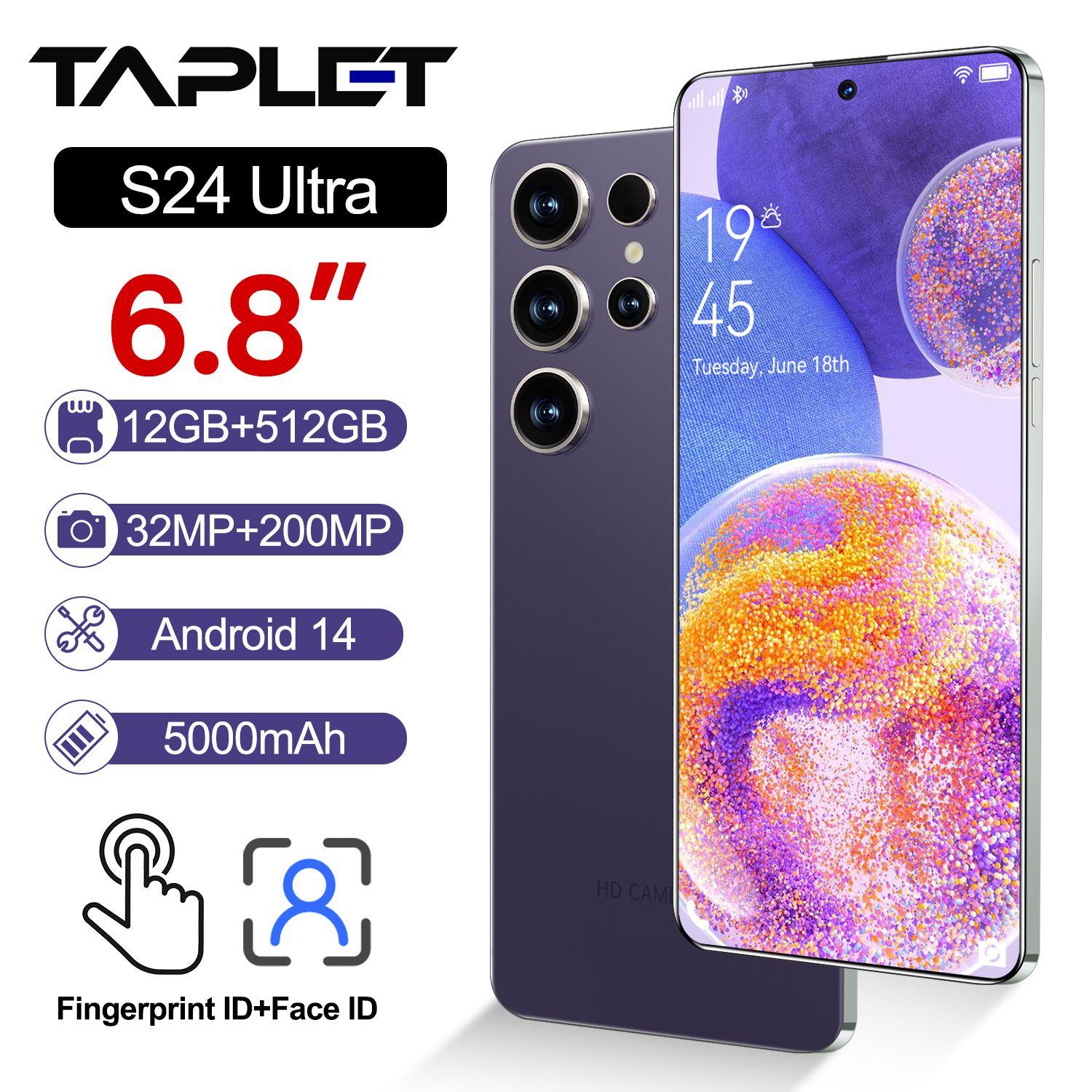 Taplet Смартфон smartphone S24 Ultra Смартфон Dual SIM Dual Смартфон Русифицирован S24 ultra  EU 12/512 ГБ Global 12/512 ГБ, пурпурный