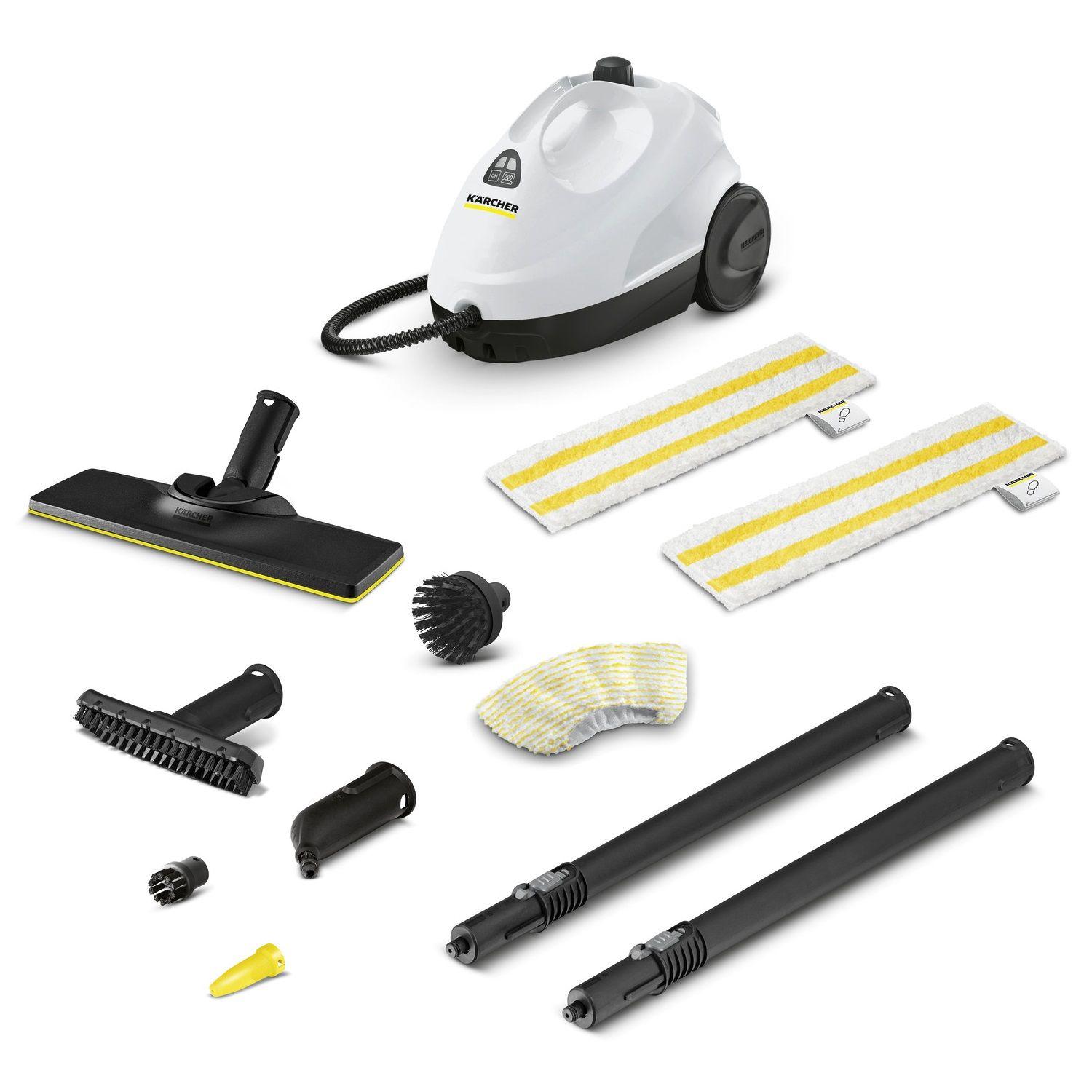 Пароочиститель Karcher SC 2 EasyFix Plus 1.512-614.0, 1500 Вт, с насадкой для пола, с двухступенчатым регулятором расхода пара на рукоятке, паровой шланг с пистолетом 2.2 м, белый