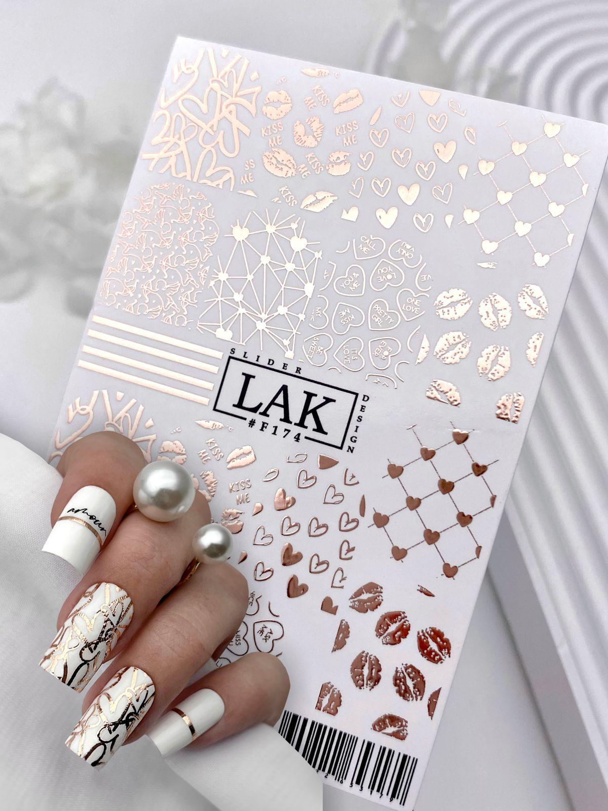 LAK_NAILS | Слайдеры сердечки для маникюра фольгированные, водные наклейки для дизайна ногтей на любой фон